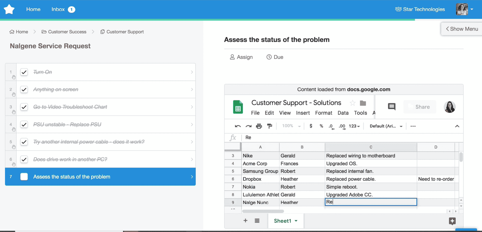 An example of a checklist created with process.st