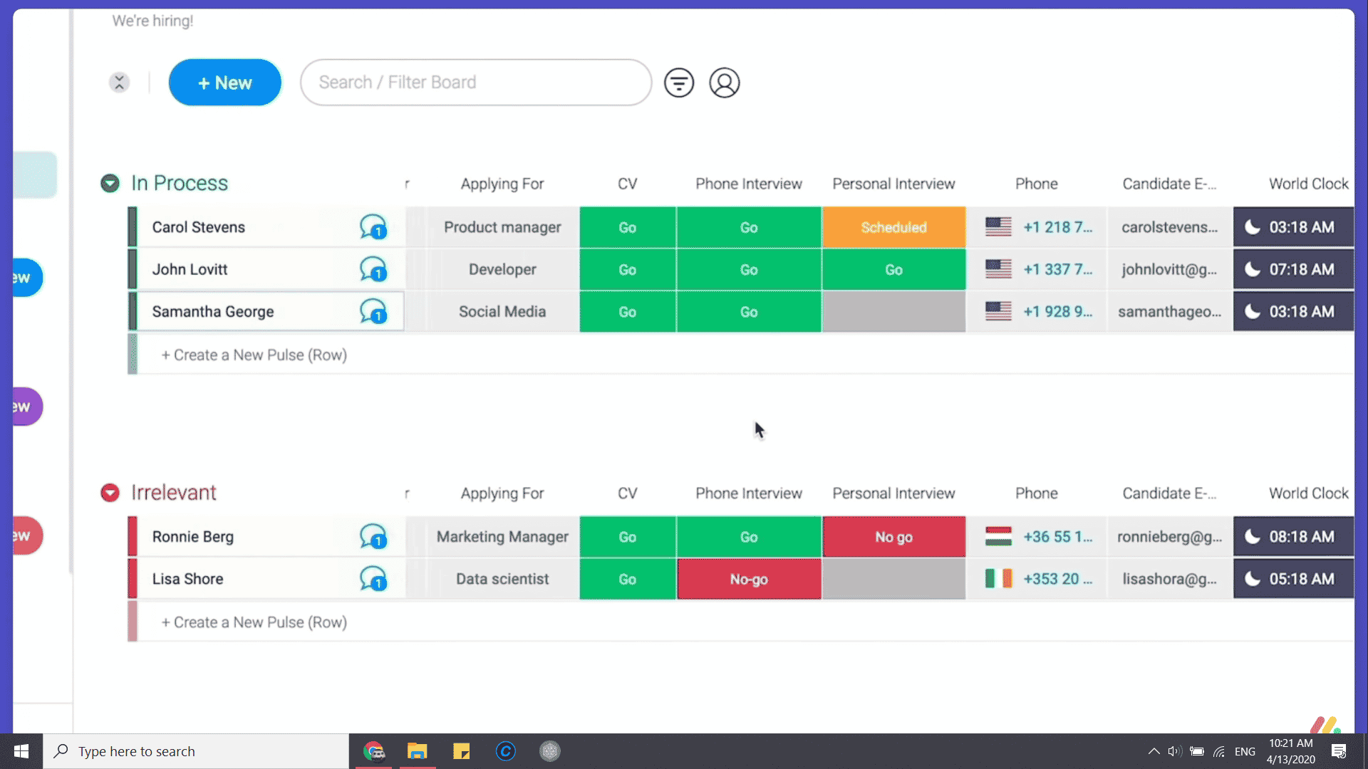 An image showing monday.com dashboard