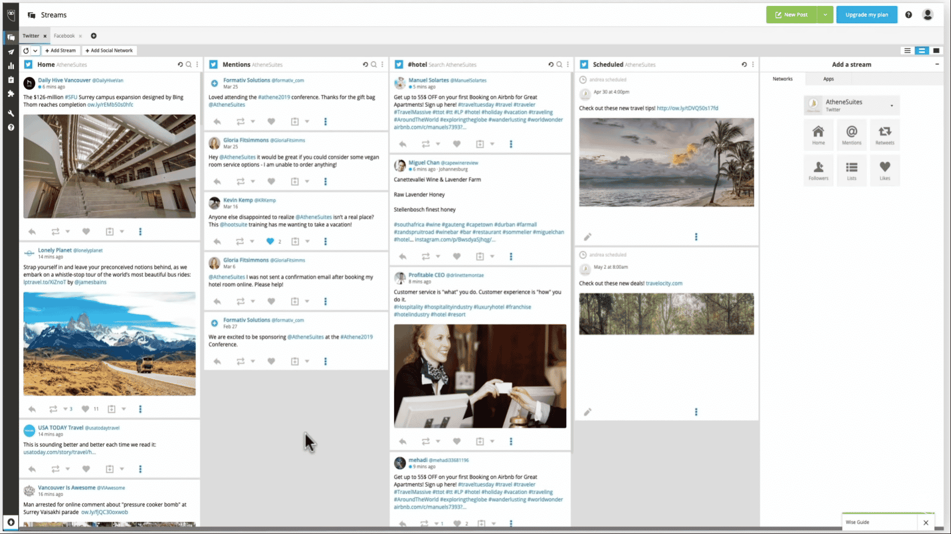 All-on-one dashboard of Hootsuite makes it a great workflow app to manage your social media channels in one place