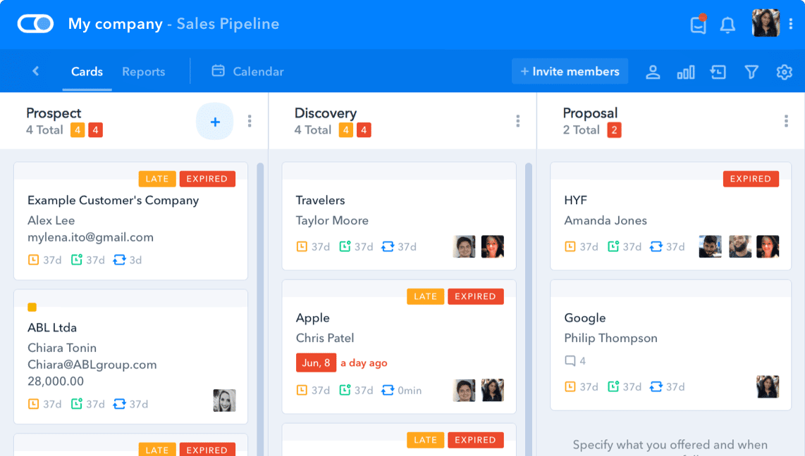 Pipefy kanban dashboard with activities