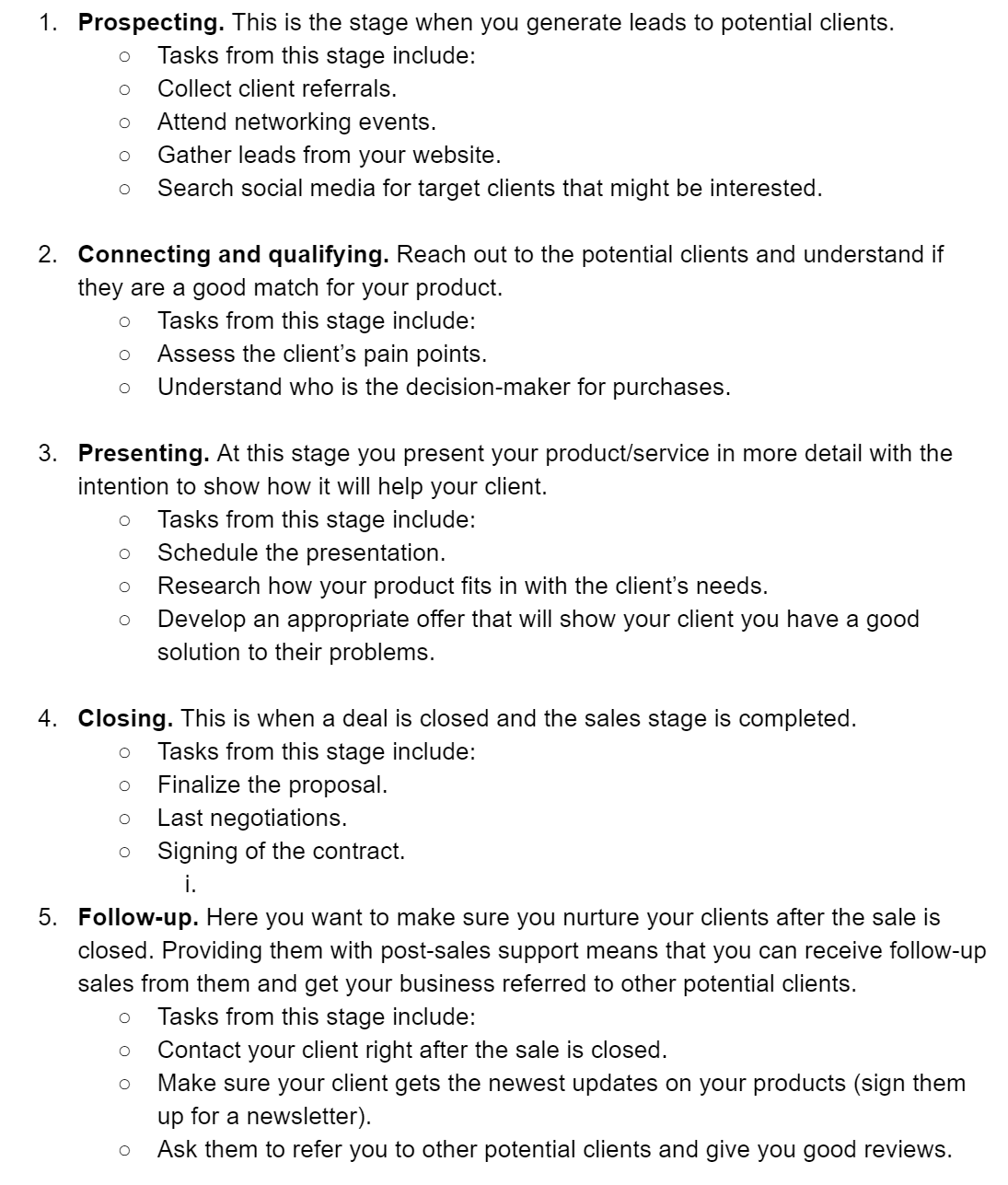 detailed hierarchical checklist